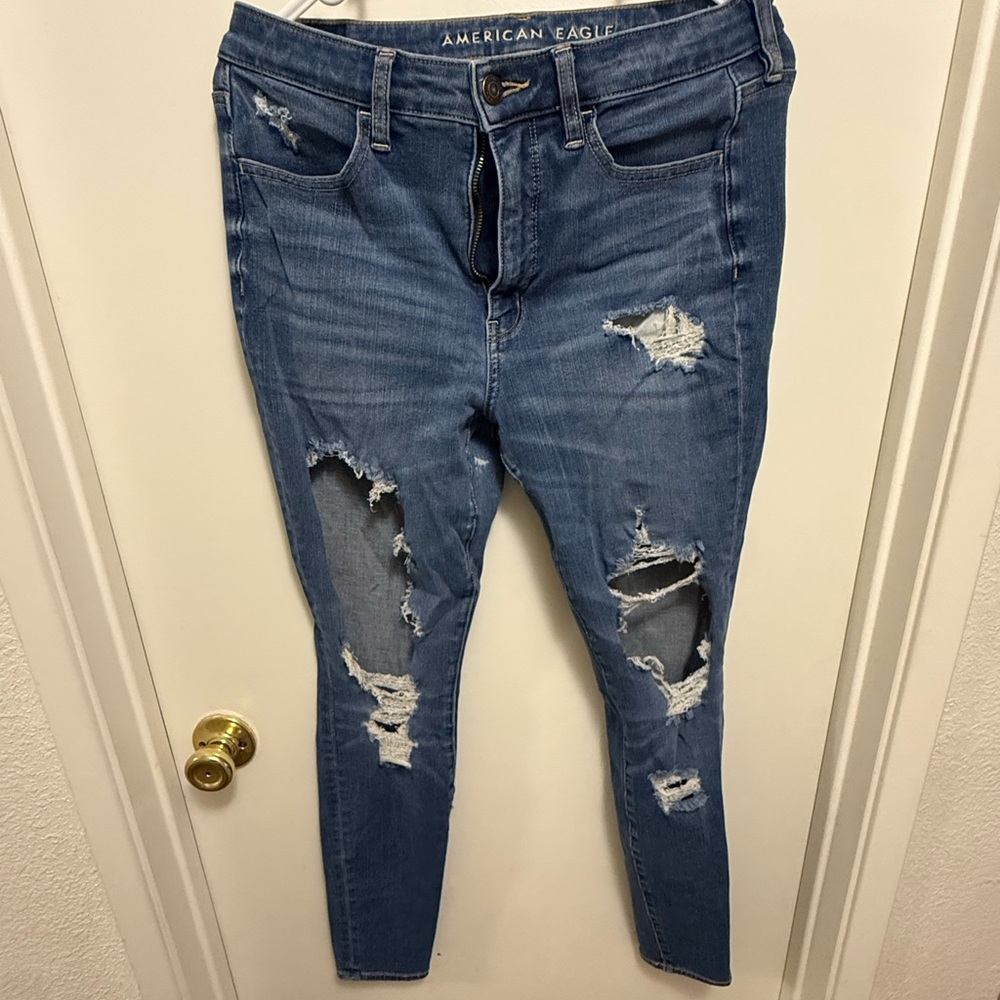 American Eagle Outfitters Ripped Blue Skinny Jeans